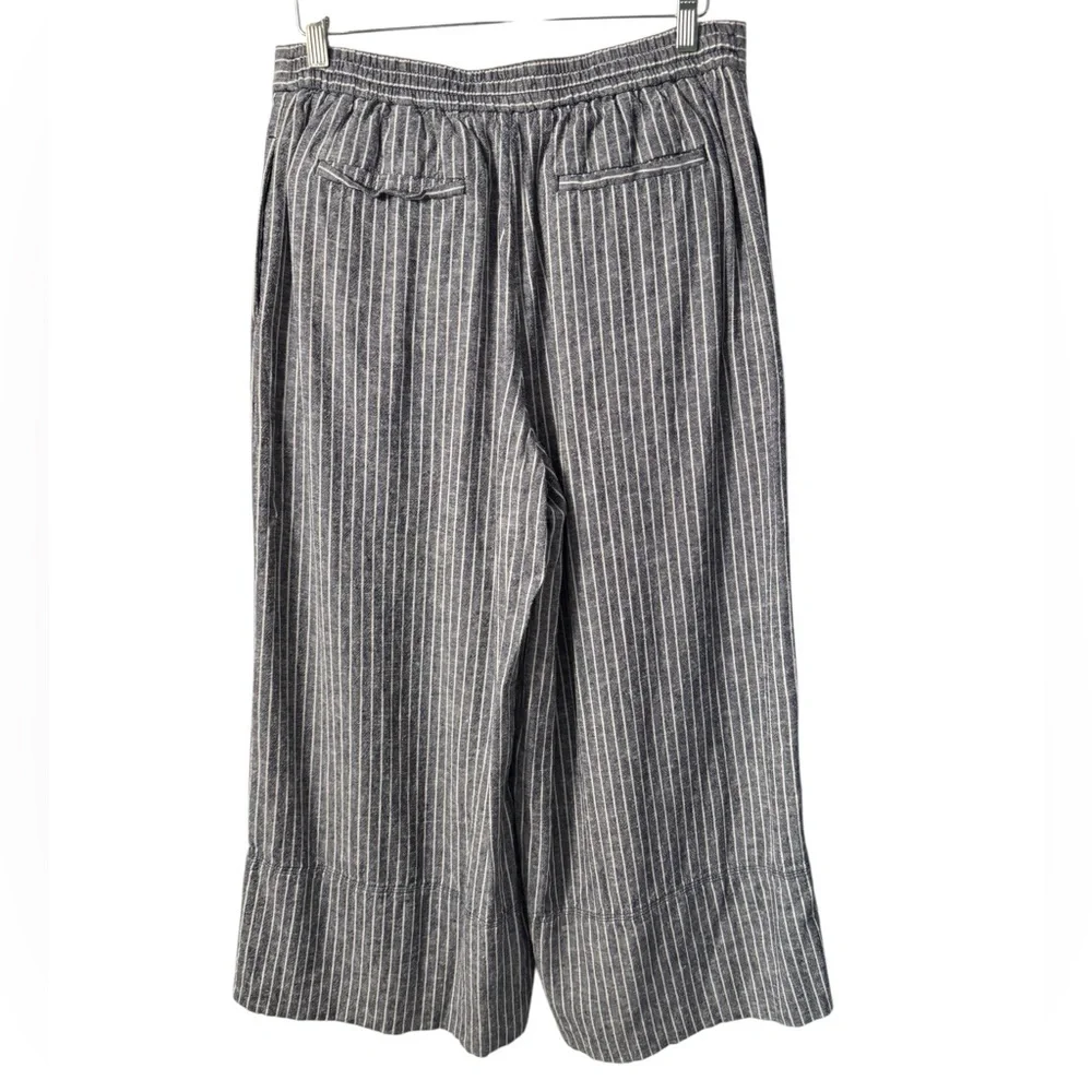 Banana Republic Linen Blend High Rise Striped Wide Leg Cropped Pants